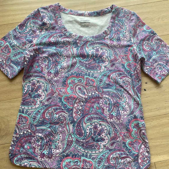 Talbots Short Sleeve T Shirt Multi Colour Size M NWOT - Picture 4 of 6